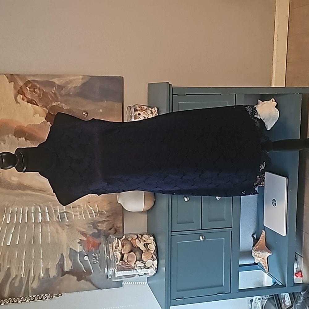 Laundry by Shelli Segal sz 6 Navy Lace Sleeveless Dress